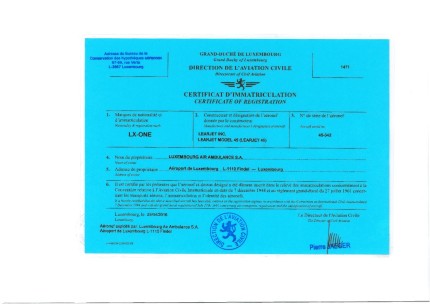 LX-ONE Registration Certificate