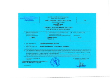 LX-EAA Registration Certificate